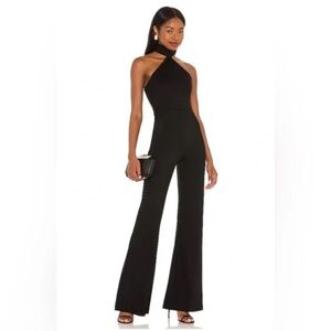 Amanda Uprichard Halter Flared Leg Jumpsuit -  Black Medium